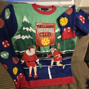 Festive Pickleball Club Christmas Sweater - Red, Green, and Blue